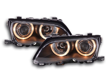 Scheinwerfer Set Angel Eyes BMW 3er Limo Typ E46  01-03 schwarz