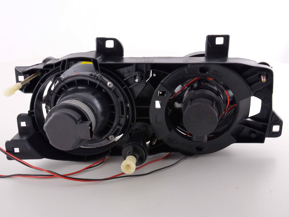 Scheinwerfer Set Angel Eyes BMW 5er Typ E34 Bj. 88-94 schwarz