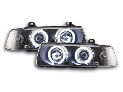 Scheinwerfer Set Angel Eyes CCFL BMW 3er E36 Limo Bj. 92-98 schwarz