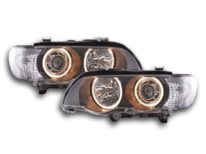 Scheinwerfer Set Angel Eyes BMW X5 Typ E53 Bj. 00-03 schwarz
