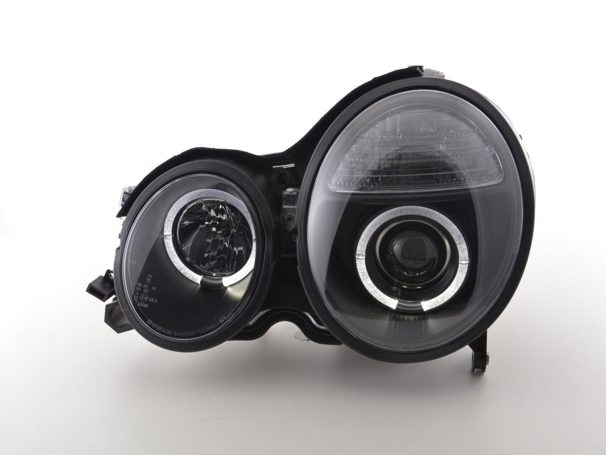 Scheinwerfer Set Angel Eyes Mercedes E-Klasse Typ W210 Bj. 99-01 schwarz