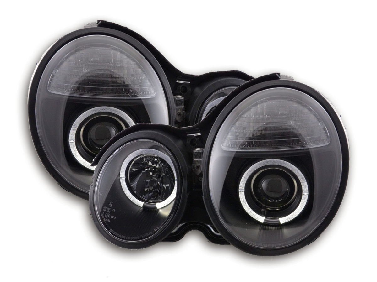 Scheinwerfer Set Angel Eyes Mercedes E-Klasse Typ W210 Bj. 99-01 schwarz