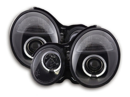 Scheinwerfer Set Angel Eyes Mercedes E-Klasse Typ W210 Bj. 99-01 schwarz