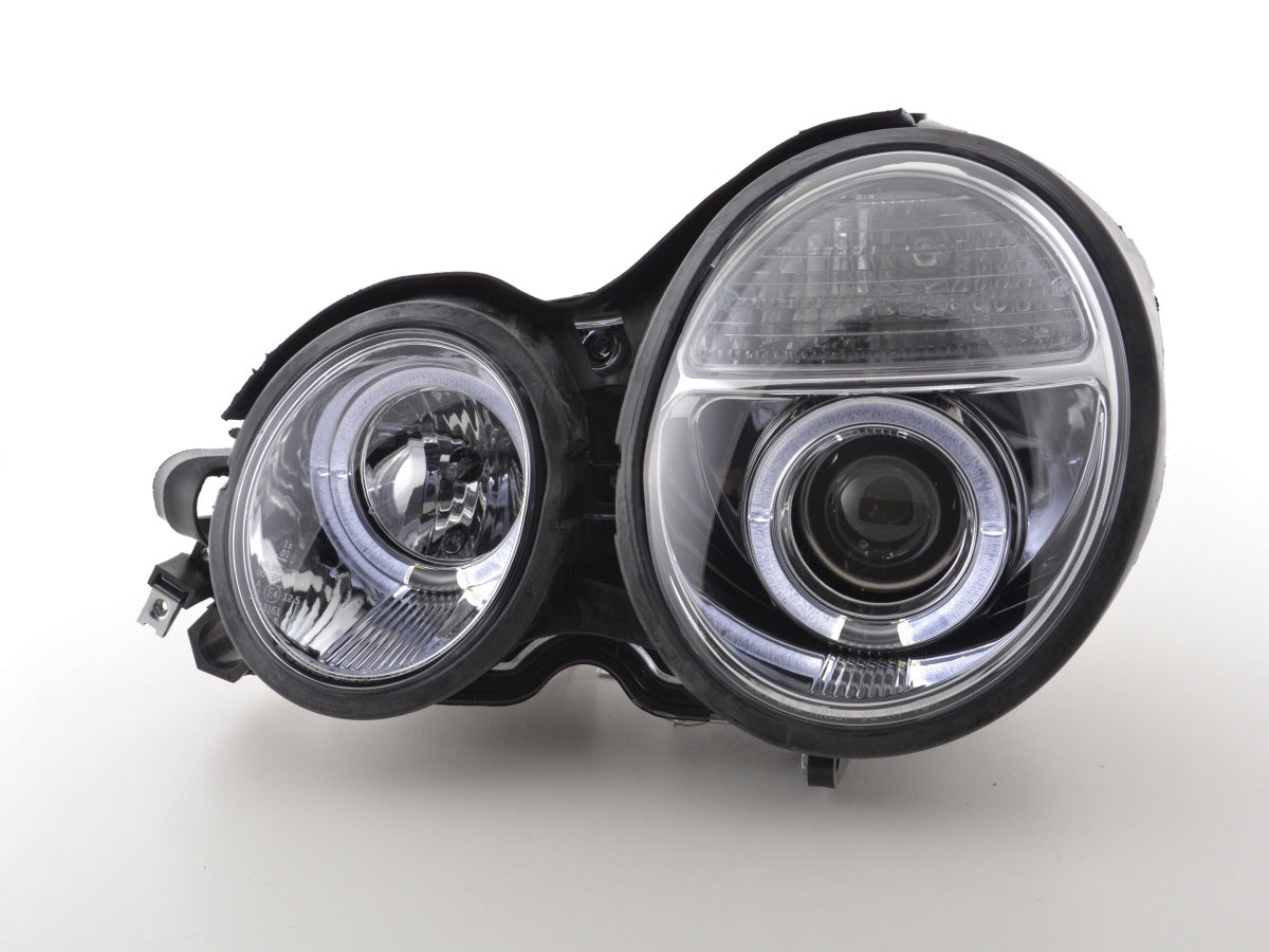 Scheinwerfer Set Angel Eyes Mercedes E-Klasse Typ W210 Bj. 99-01 chrom für Rechtslenker