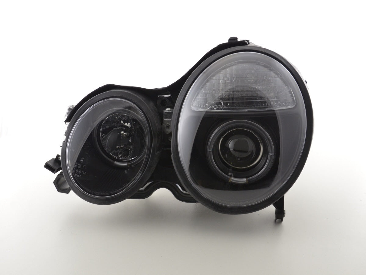 Scheinwerfer Set Angel Eyes Mercedes E-Klasse Typ W210  99-01 schwarz für Rechtslenker