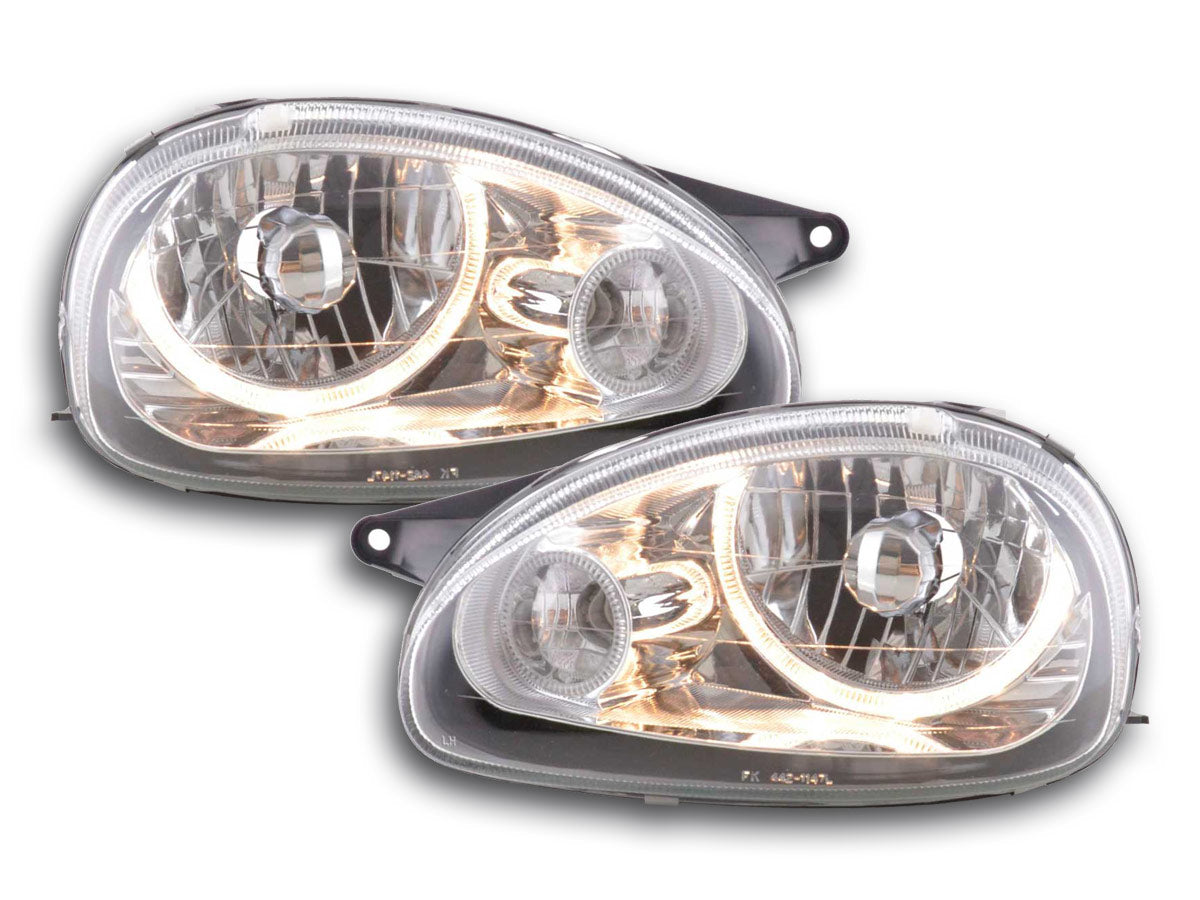 Scheinwerfer Set Angel Eyes Opel Corsa B Bj. 93-00 chrom für Rechtslenker