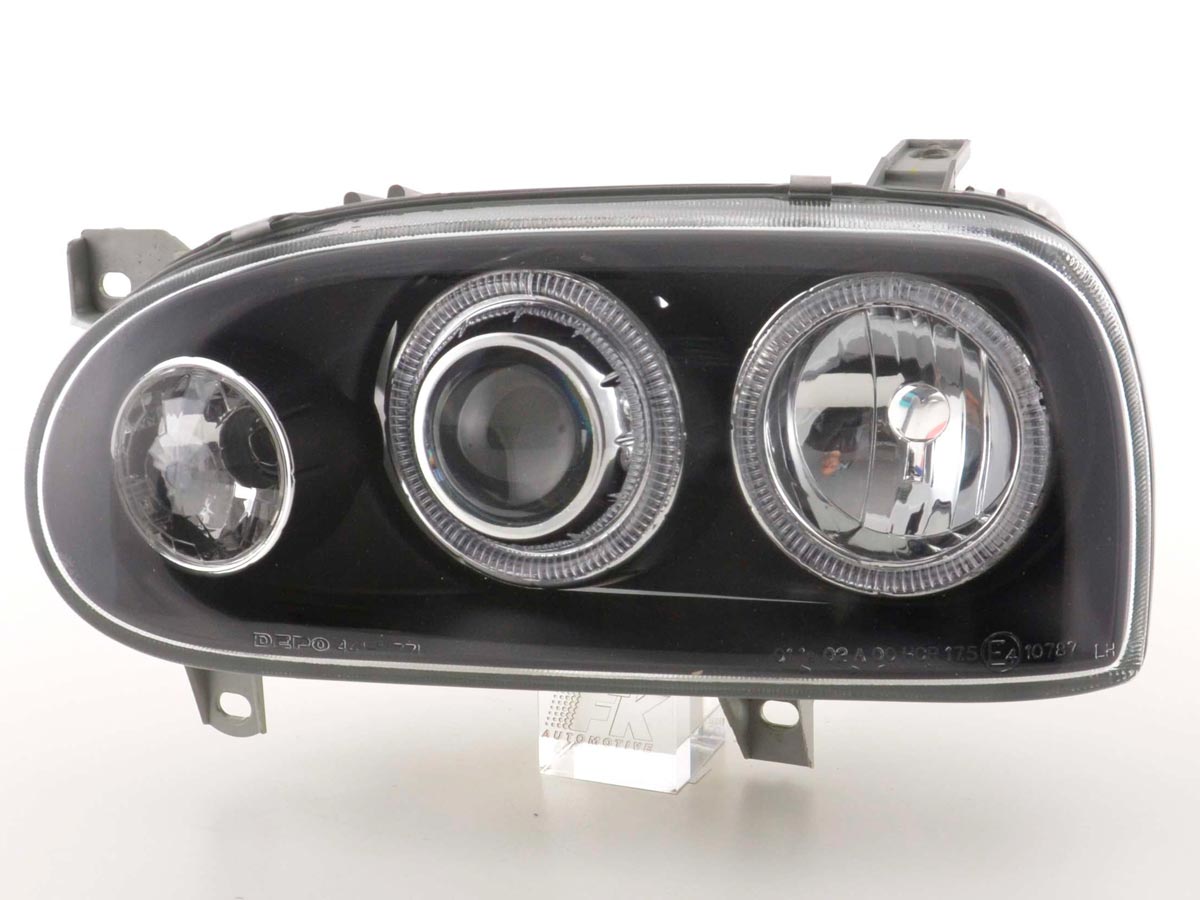 Scheinwerfer Set Angel Eyes VW Golf 3 Typ 1HXO, 1 EXO  91-97 schwarz