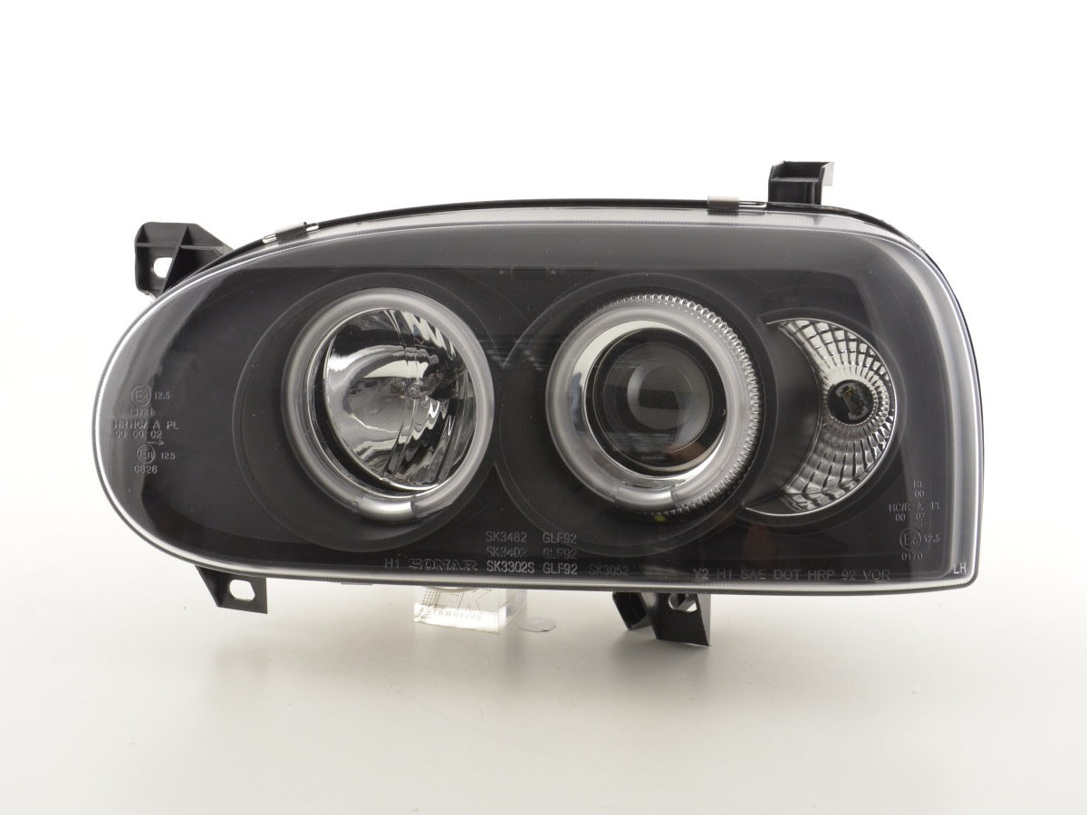 Scheinwerfer Set Angel Eyes CCFL VW Golf 3  92-98 schwarz