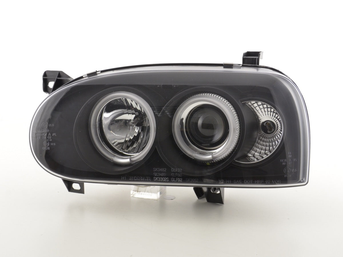 Scheinwerfer Set Angel Eyes CCFL VW Golf 3  92-98 schwarz