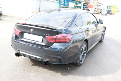 BMW F36 - 440i xDrive Grand Coupe - M-Paket Endschalldämpfer quer Ausgang rechts/links - 1x100 Typ 25 rechts/links schwarz emalliert - mit Abgasklappe im linken Endrohr