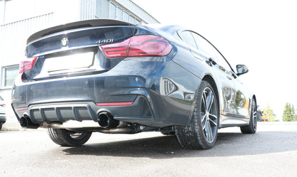 BMW F36 - 440i xDrive Grand Coupe - M-Paket Endschalldämpfer quer Ausgang rechts/links - 1x100 Typ 25 rechts/links schwarz emalliert - mit Abgasklappe im linken Endrohr