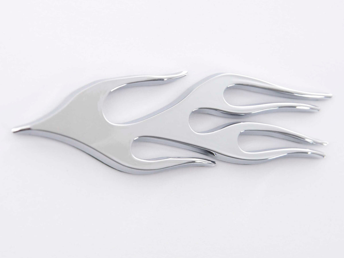 Aufkleber Chrom 3D Car Logo Motiv Flame 115x45 mm chrom