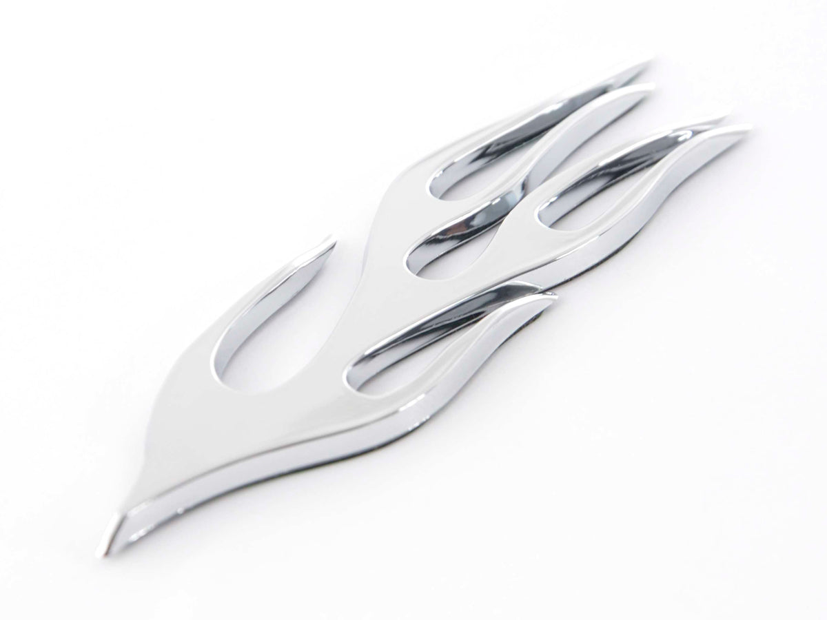Aufkleber Chrom 3D Car Logo Motiv Flame 115x45 mm chrom