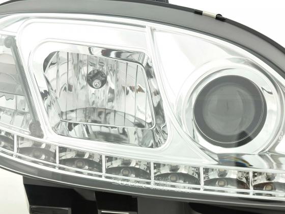 Scheinwerfer Set Daylight LED TFL-Optik Citroen Saxo Bj. 00-02 chrom