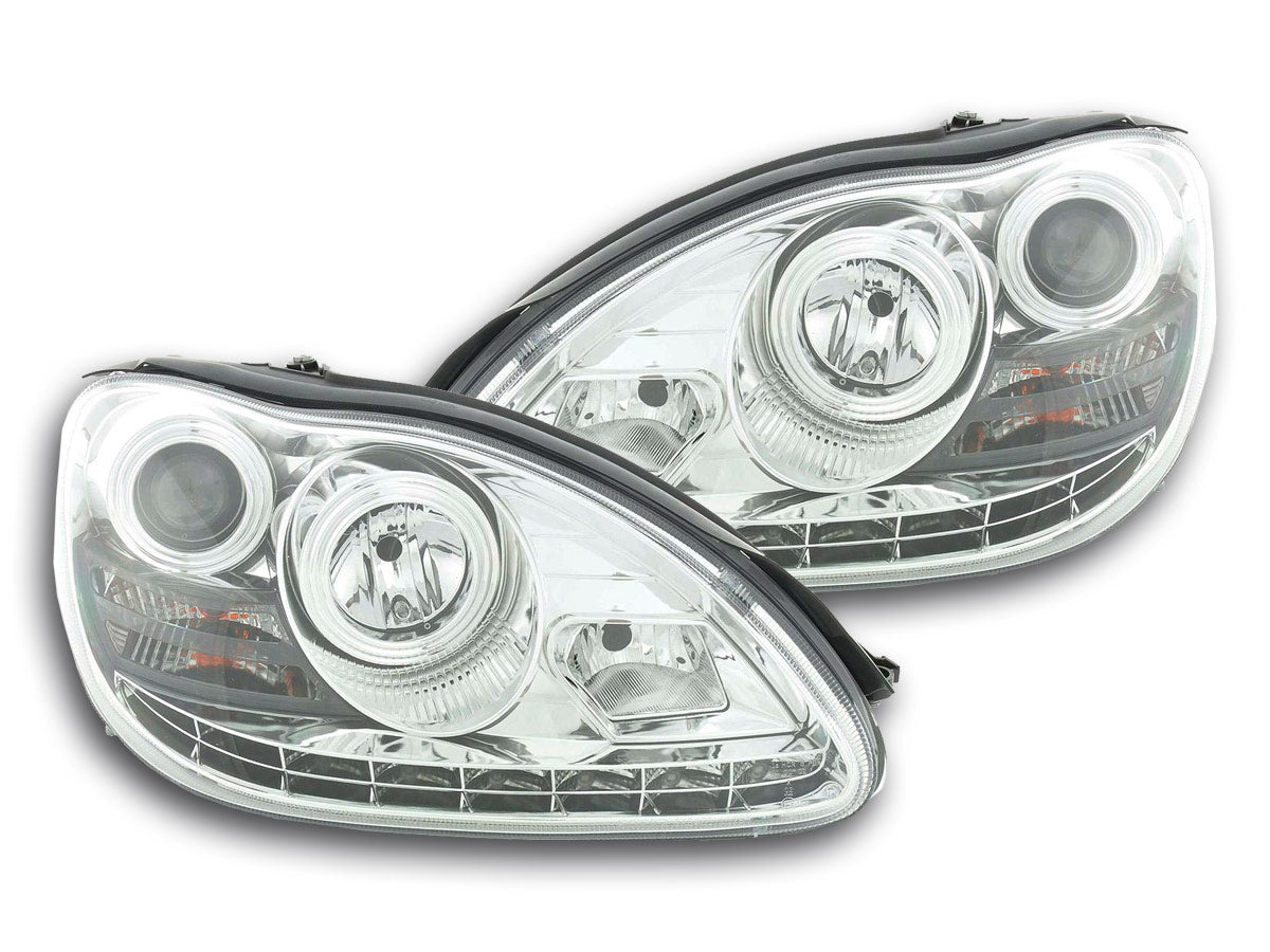 Scheinwerfer Set Daylight LED TFL-Optik Mercedes S-Klasse W220 Bj. 02-05 chrom