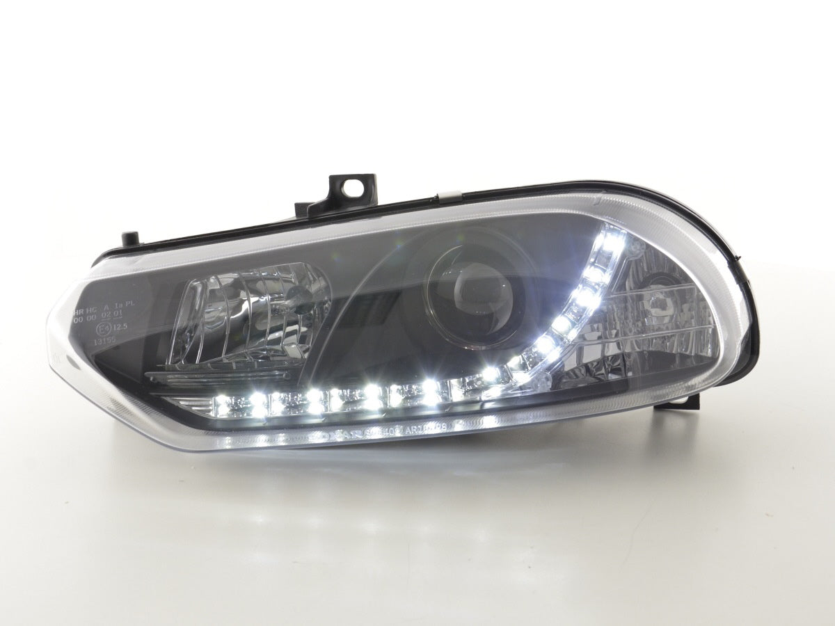 Scheinwerfer Set Daylight LED TFL-Optik Alfa Romeo 156 Typ 932 Bj. 98-02 schwarz