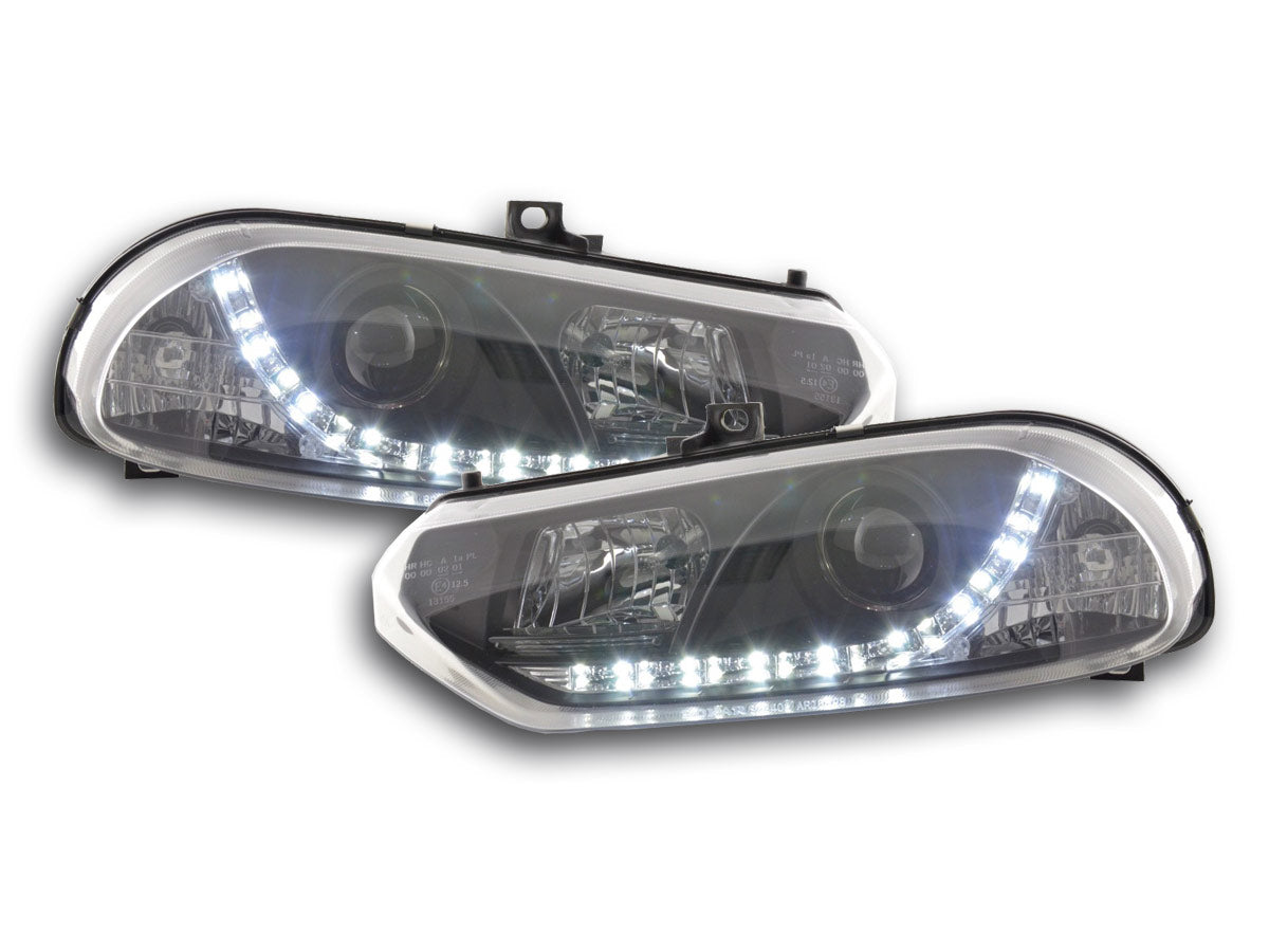 Scheinwerfer Set Daylight LED TFL-Optik Alfa Romeo 156 Typ 932 Bj. 98-02 schwarz