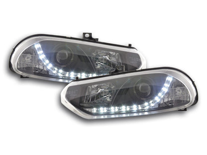 Scheinwerfer Set Daylight LED TFL-Optik Alfa Romeo 156 Typ 932 Bj. 98-02 schwarz