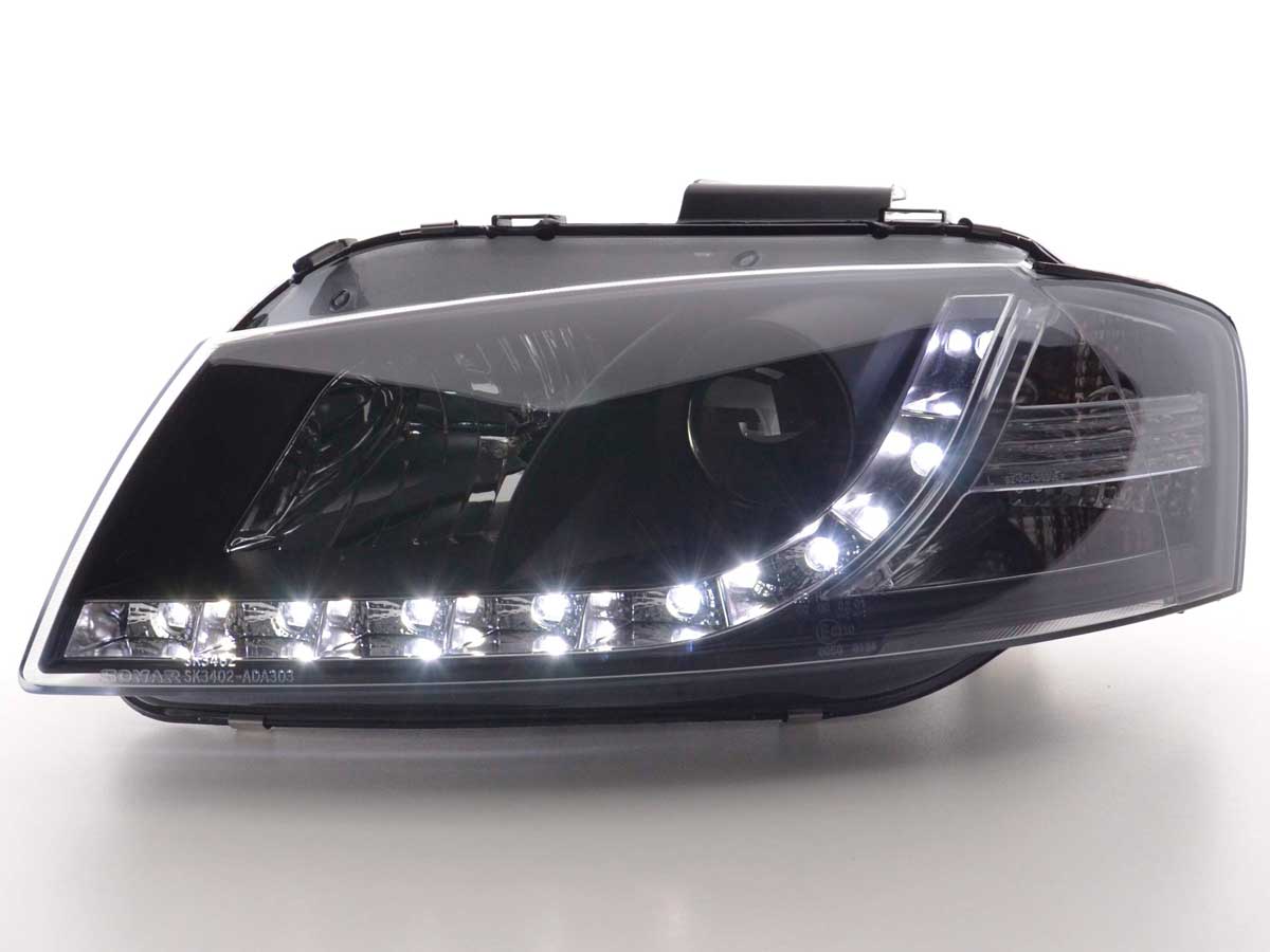 Scheinwerfer Set Daylight LED TFL-Optik Audi A3 8P/8PA Bj. 03-07 schwarz