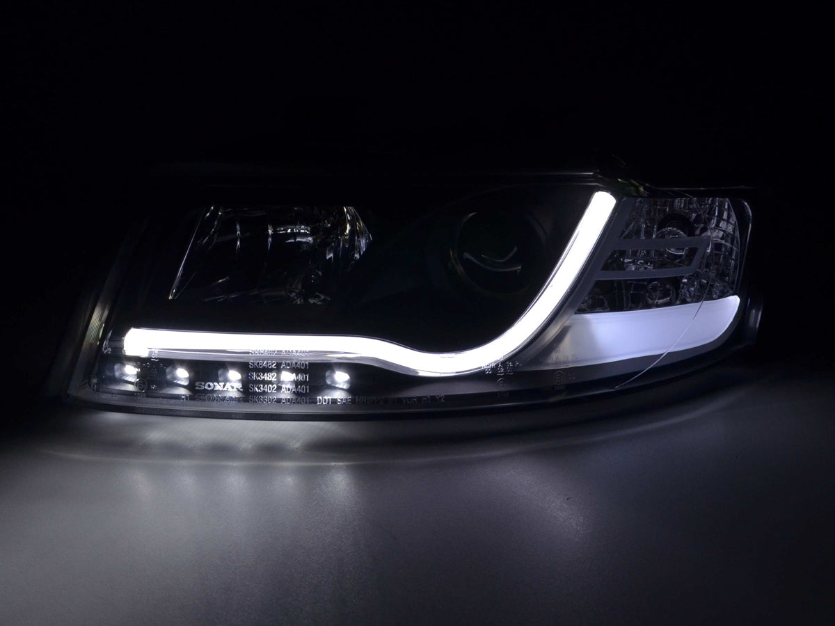 Scheinwerfer Set Daylight LED Tagfahrlicht Audi A4 Typ 8E Bj. 01-04 schwarz