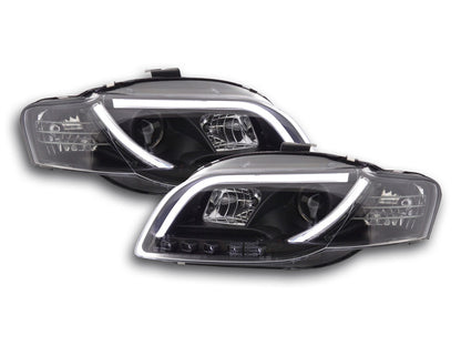 Scheinwerfer Set Daylight LED TFL-Optik Audi A4 Typ 8E Bj. 04-08 schwarz für Rechtslenker