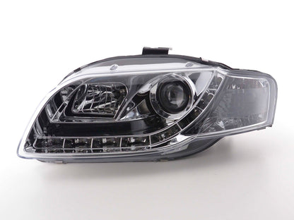 Scheinwerfer Set Daylight LED Tagfahrlicht Audi A4 Typ 8E Bj. 04-08 chrom