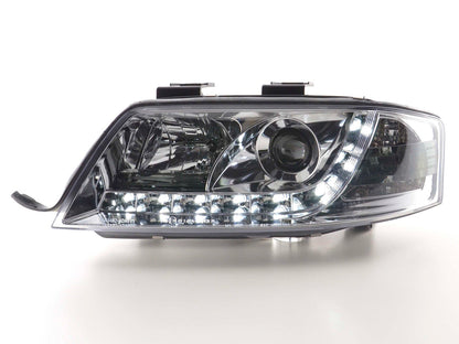Scheinwerfer Set Daylight LED Tagfahrlicht Audi A6 4B Bj. 97-00 chrom