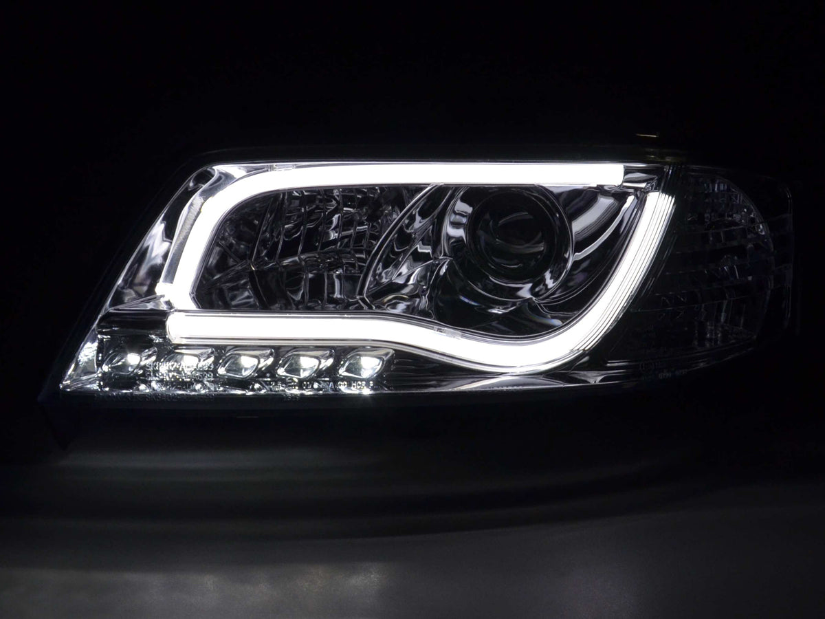 Scheinwerfer Set Daylight LED Tagfahrlicht Audi A6 Typ 4B Bj. 97-01 chrom
