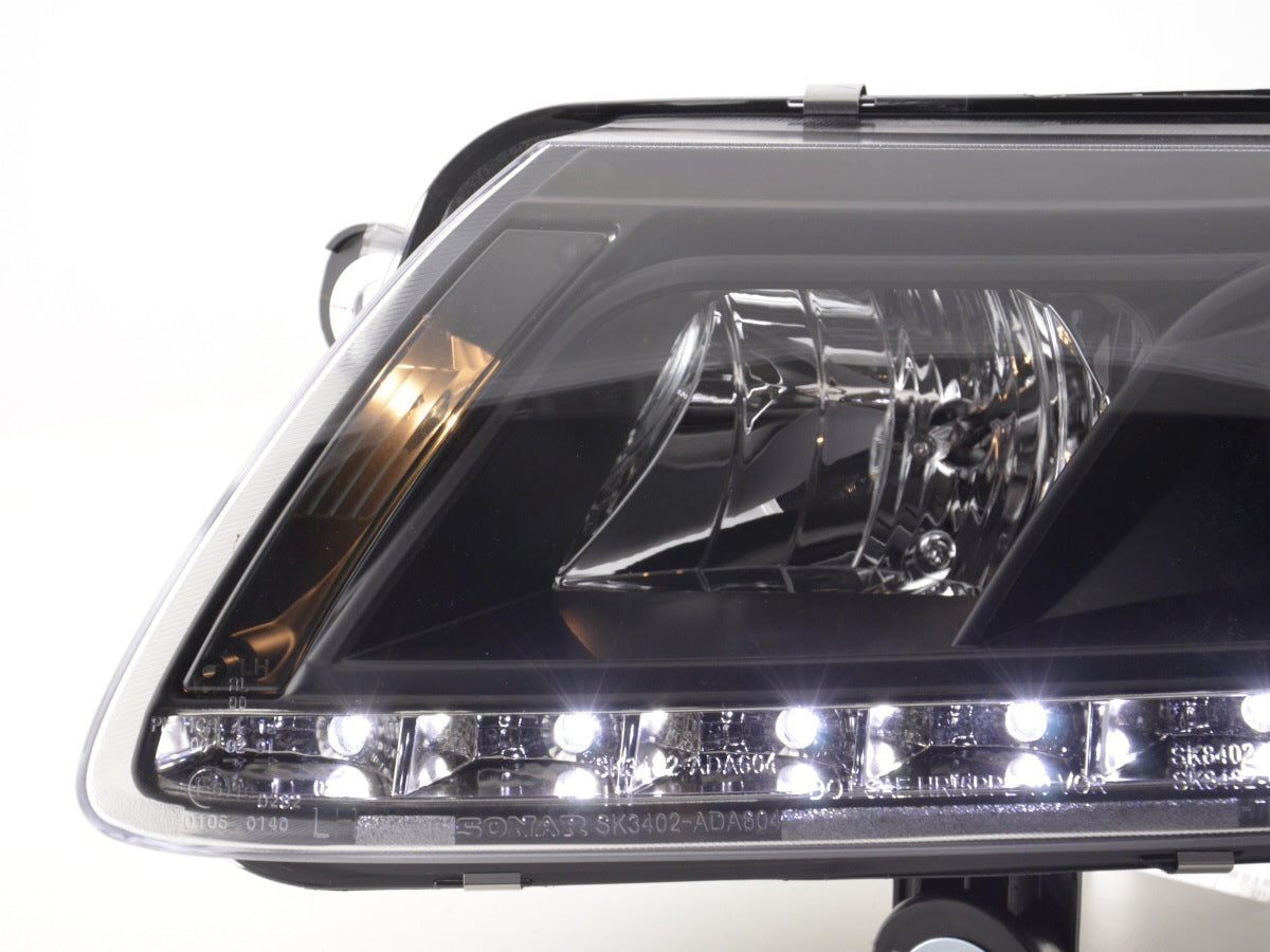 Scheinwerfer Set Daylight LED TFL-Optik Audi A6 Typ 4F Bj. 04-08 schwarz für Rechtslenker