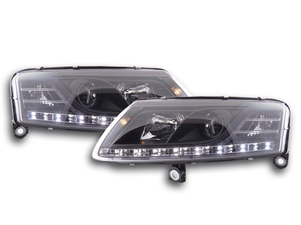 Scheinwerfer Set Daylight LED TFL-Optik Audi A6 Typ 4F Bj. 04-08 schwarz für Rechtslenker