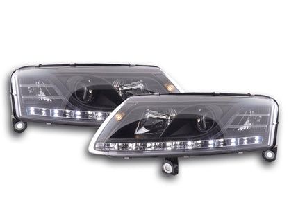 Scheinwerfer Set Daylight LED TFL-Optik Audi A6 Typ 4F Bj. 04-08 schwarz für Rechtslenker