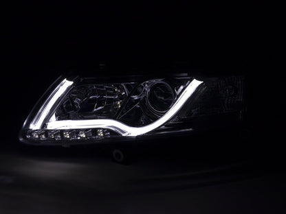 Scheinwerfer Set Daylight LED TFL-Optik Audi A6 Typ 4F Bj. 04-08 chrom für Rechtslenker