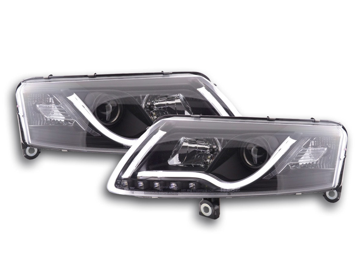Scheinwerfer Set Daylight LED TFL-Optik Audi A6 Typ 4F Bj. 04-08 schwarz für Rechtslenker