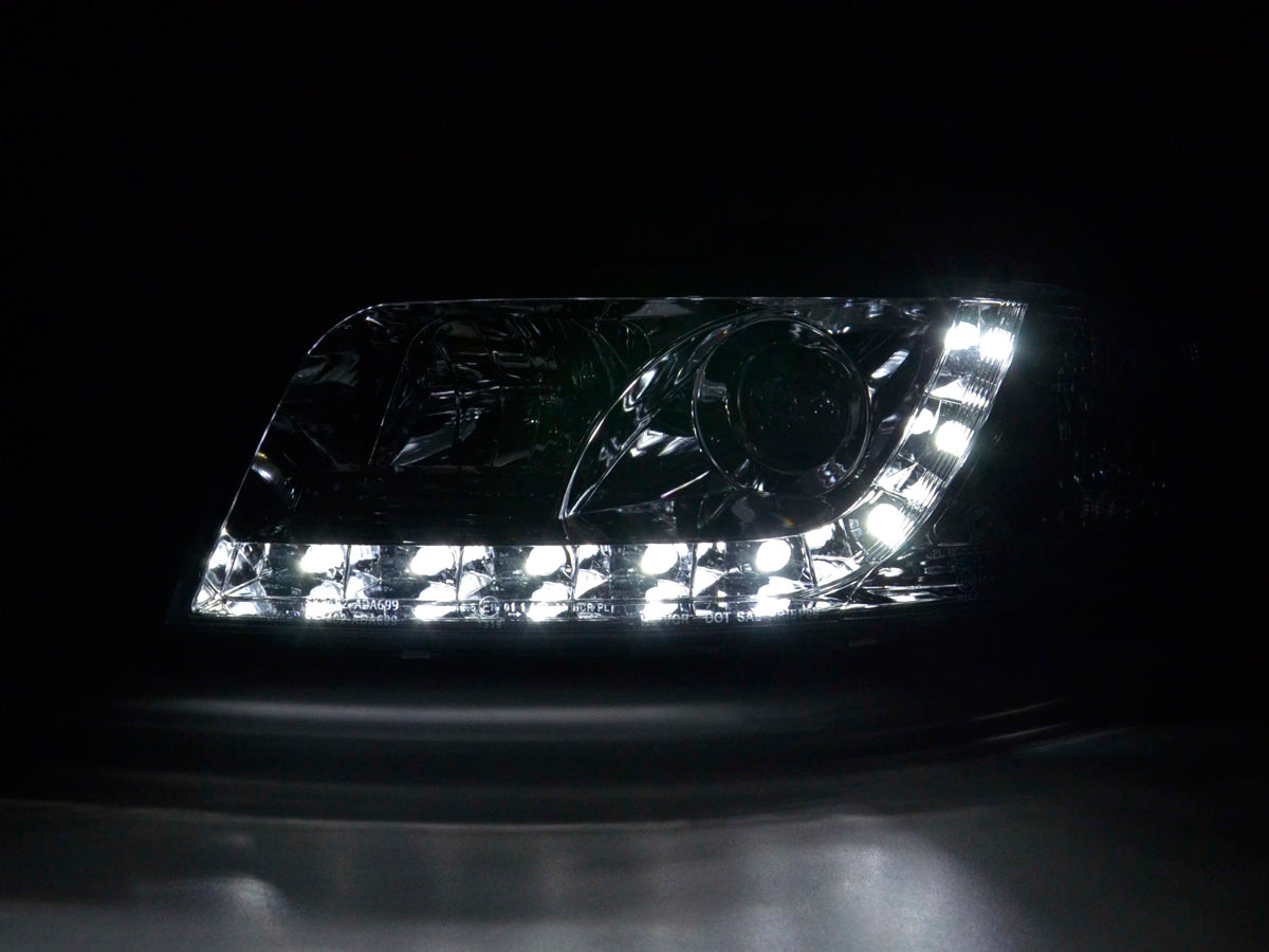 Scheinwerfer Set Daylight LED Tagfahrlicht Audi A6 4B Bj. 01-03 chrom