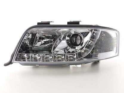 Scheinwerfer Set Daylight LED Tagfahrlicht Audi A6 4B Bj. 01-03 chrom
