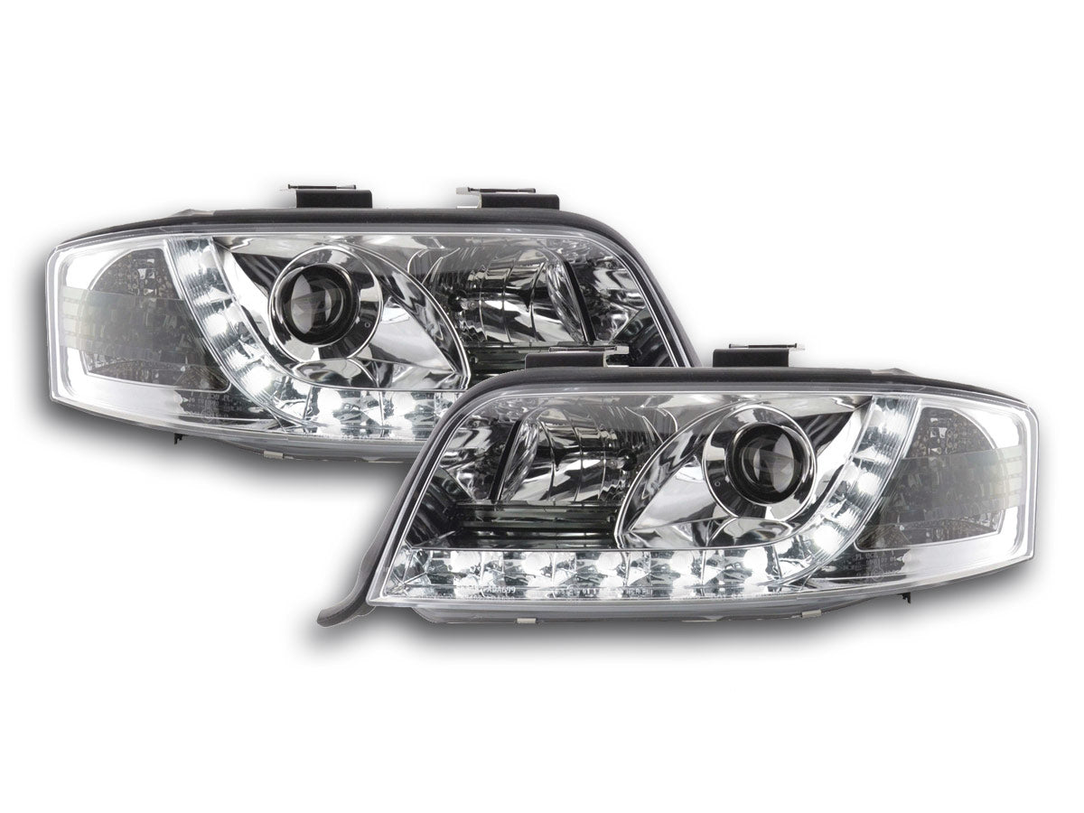Scheinwerfer Set Daylight LED Tagfahrlicht Audi A6 4B Bj. 01-03 chrom