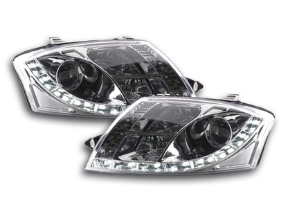 Scheinwerfer Set Daylight LED Tagfahrlicht Audi TT Typ 8N Bj. 99-05 chrom