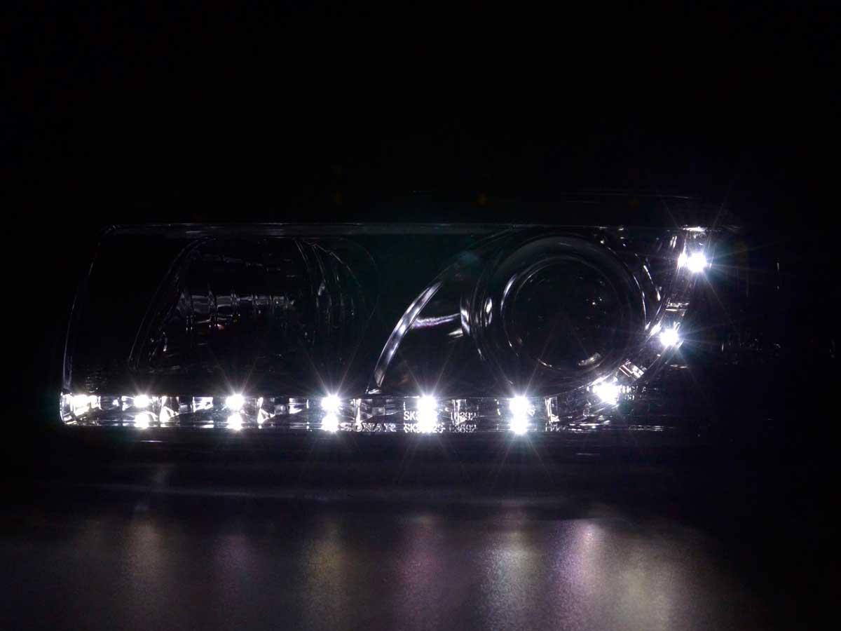 Scheinwerfer Set Daylight LED TFL-Optik BMW 3er Coupe, Cabrio Typ E36 Bj. 92-98 chrom
