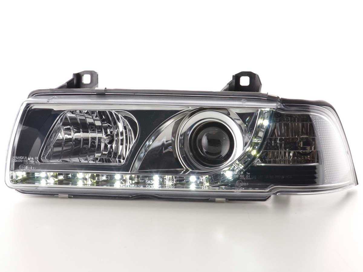 Scheinwerfer Set Daylight LED TFL-Optik BMW 3er Limo Typ E36 Bj. 92-98 chrom