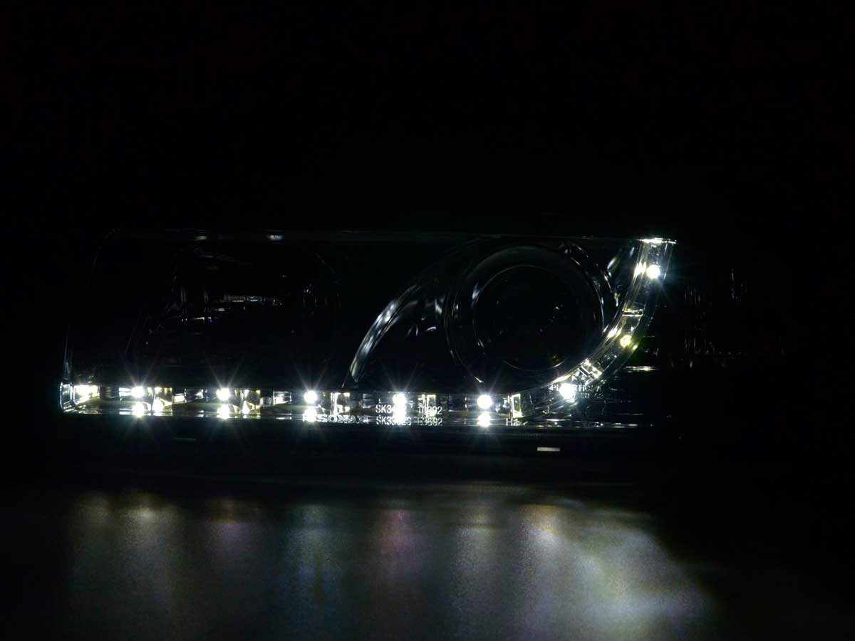 Scheinwerfer Set Daylight LED TFL-Optik BMW 3er Limo Typ E36 Bj. 92-98 chrom