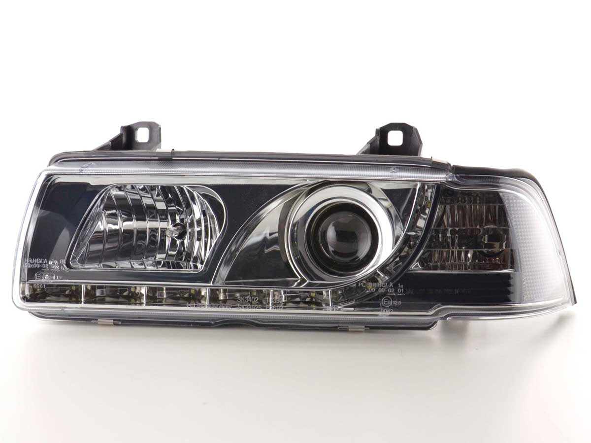 Scheinwerfer Set Daylight LED TFL-Optik BMW 3er Limo Typ E36 Bj. 92-98 chrom