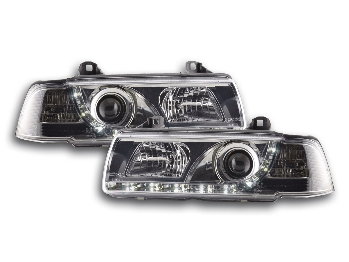 Scheinwerfer Set Daylight LED TFL-Optik BMW 3er Limo Typ E36 Bj. 92-98 chrom