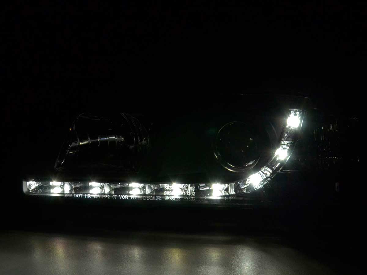 Scheinwerfer Set Daylight LED Tagfahrlicht BMW 3er E36 Limo/Touring schwarz für Rechtslenker