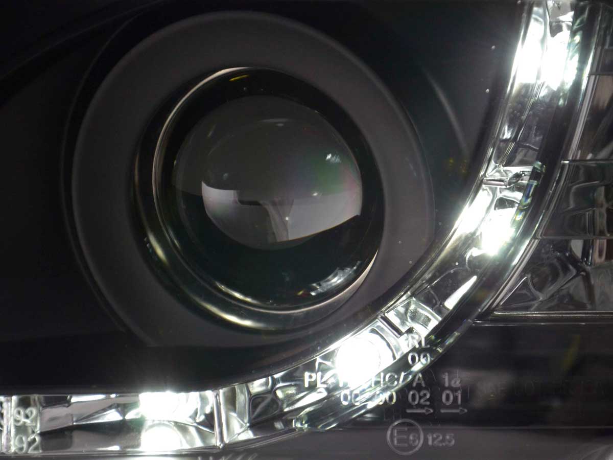 Scheinwerfer Set Daylight LED Tagfahrlicht BMW 3er E36 Limo/Touring schwarz für Rechtslenker