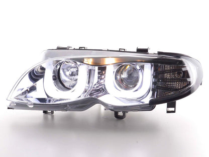 Scheinwerfer Set Daylight LED TFL-Optik BMW 3er E46 Limo/Touring Bj. 02-05 chrom für Rechtslenker