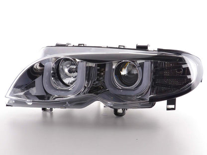 Scheinwerfer Set Daylight LED TFL-Optik BMW 3er E46 Limo/Touring Bj. 02-05 chrom für Rechtslenker