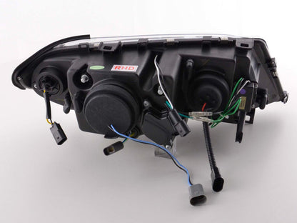 Scheinwerfer Set Daylight LED TFL-Optik BMW 3er E46 Limo/Touring Bj. 02-05 chrom für Rechtslenker