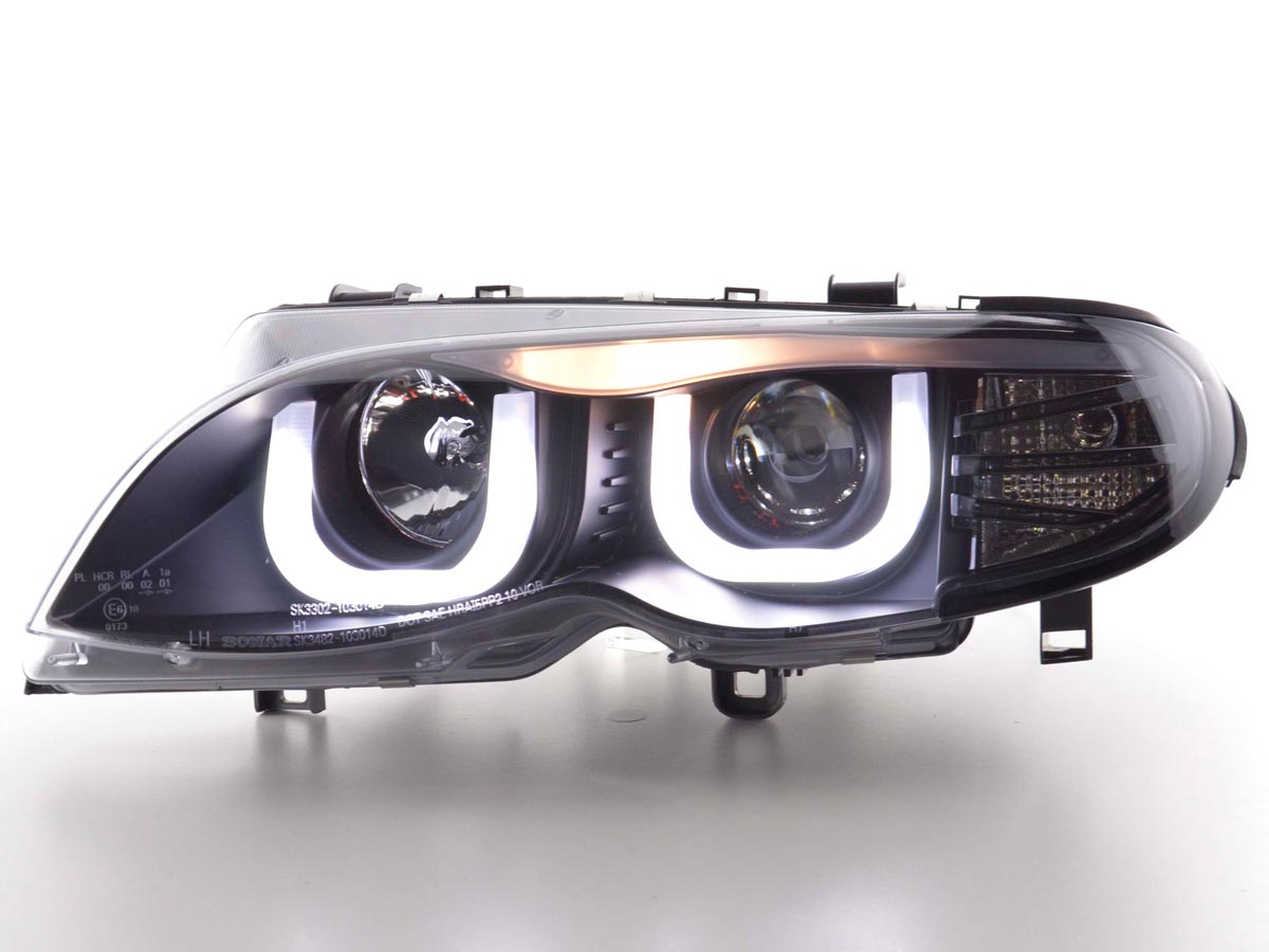 Scheinwerfer Set Daylight LED TFL-Optik BMW 3er E46 Limo/Touring Bj. 02-05 schwarz für Rechtslenker