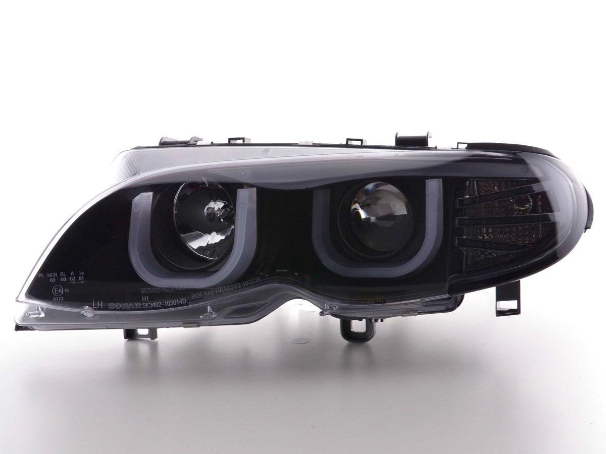 Scheinwerfer Set Daylight LED TFL-Optik BMW 3er E46 Limo/Touring Bj. 02-05 schwarz für Rechtslenker