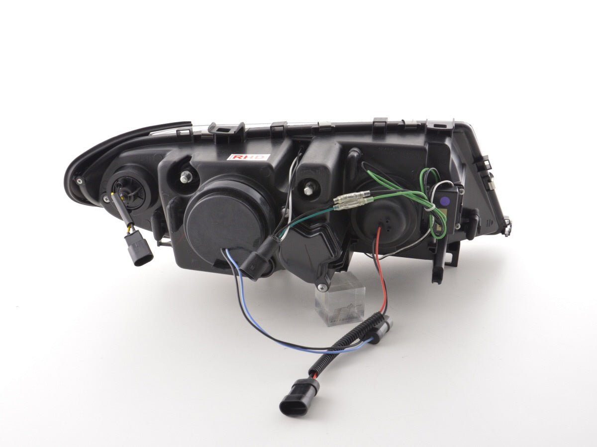 Scheinwerfer Set Angel Eyes BMW 3er E46 Limo/Touring  02-05 schwarz für Rechtslenker